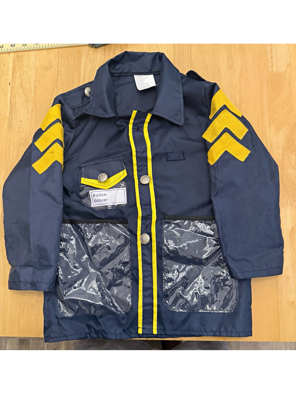 Police Officer Uniform Costume Jacket Blue/Yellow Nylon Button Closure One Size